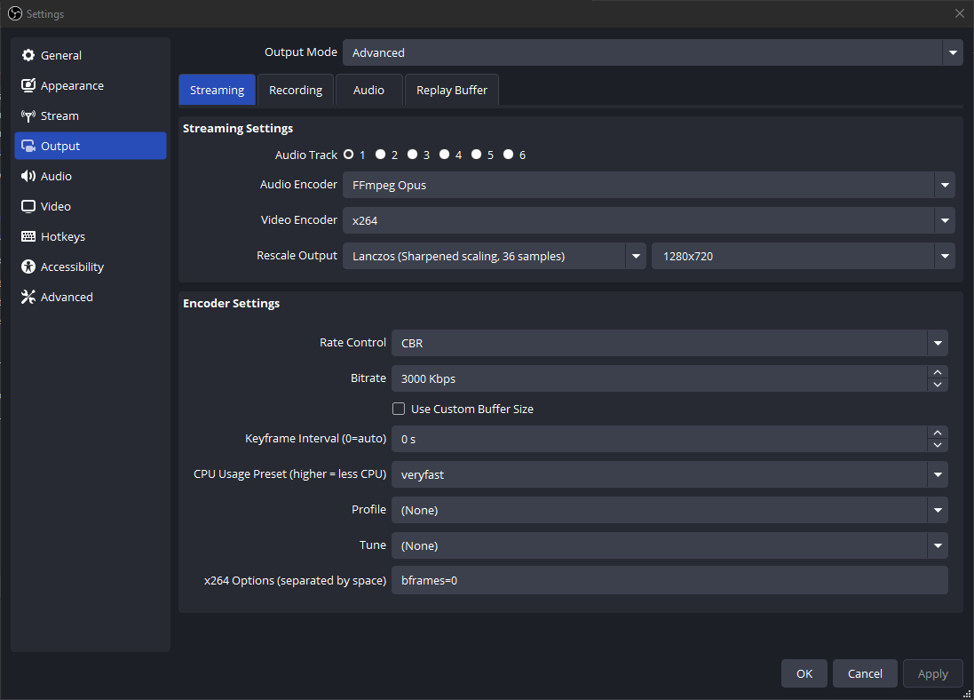 OBS Output Settings